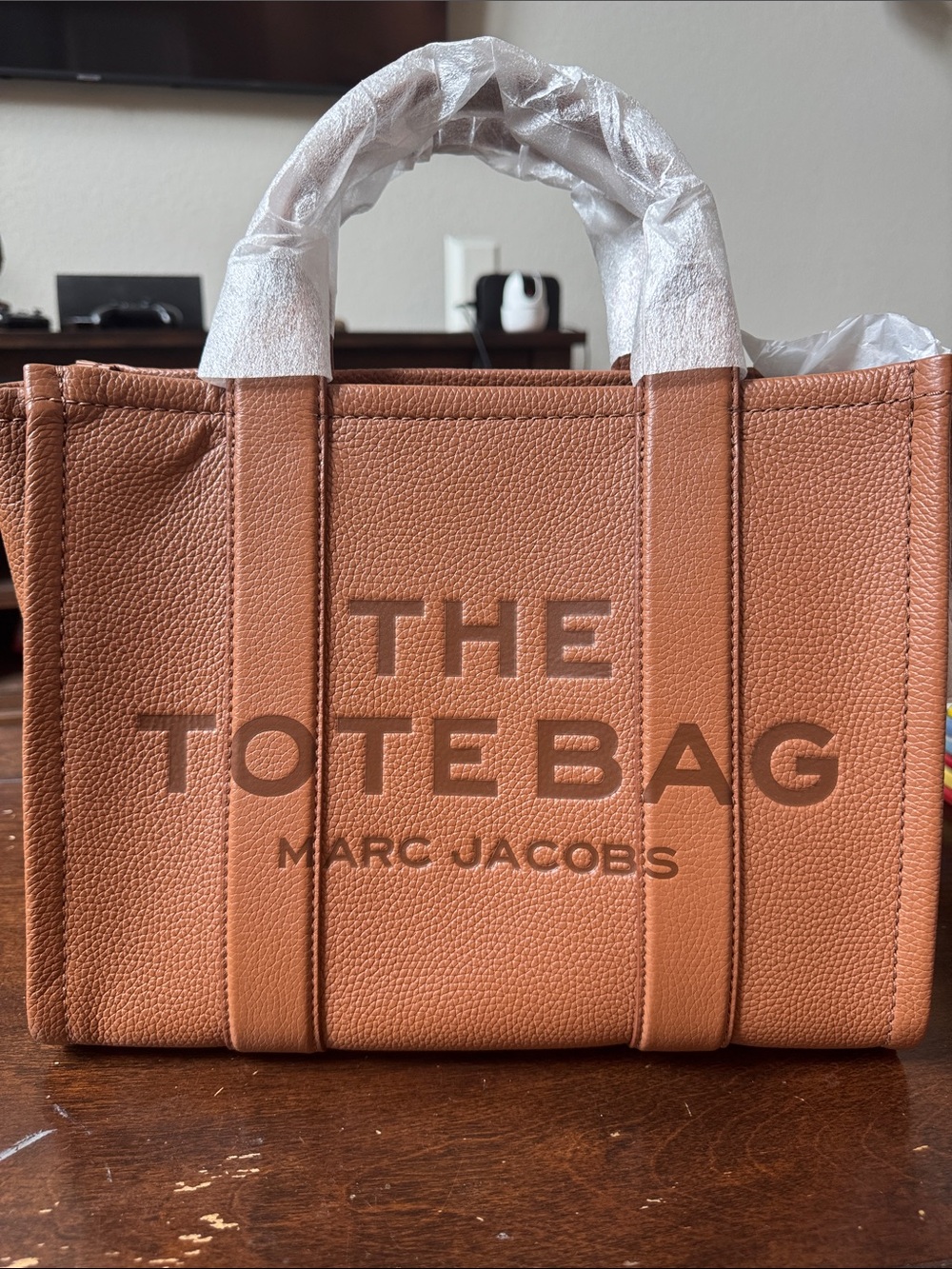 Marc Jacobs Leather Tote Bag in Warm Brown
